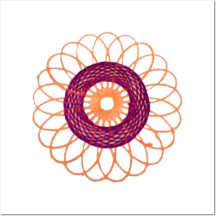 Spirograph Vibrant--Orange Flower Pattern Posters and Art